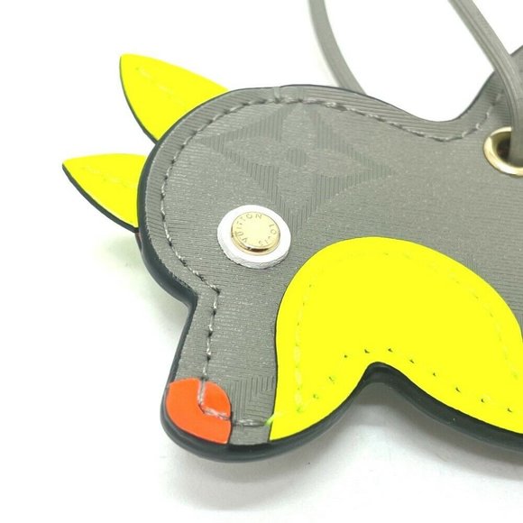 Authentic LOUIS VUITTON M63280 Monogram Titanium Porte address dog Bag charm gra - Picture 7 of 10